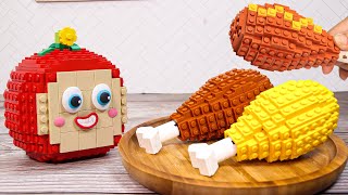 🔴 Lego Mukbang Giant Fried Chicken With Cocoapple IRL | Stop Motion Cooking ASMR Animation