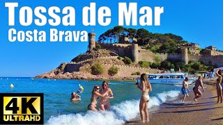 ☀️Tossa de Mar Beach Walk 4K, Costa Brava Spain.