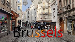 Brussels walking tour city center​​, Belgium 4k 60fps