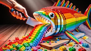 Hunting Perfect WILD Rainbow Fish On Fire Recipe IRL | Lego Cooking Stop Motion ASMR