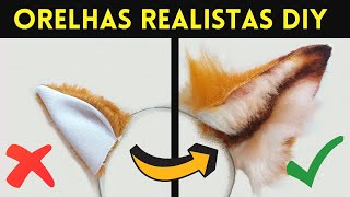 Como Fazer Orelhas de Raposa Realista FÁCIL Sem Costura (DIY)