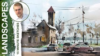 #117 Outdoors Again: Lachine Old Fire Station (Plein Air Watercolor Landscape Tutorial)