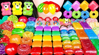 ASMR RAINBOW DESSERTS 무지개 디저트 MAGIC GUM, JELLY BEAN, POP IT KOHAKUTO, GUMMY EATING SOUNDS MUKBANG 먹방